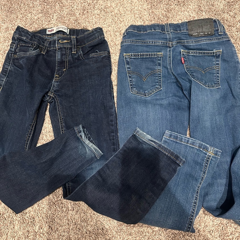 Levi's Kids Boys Dark and Light Blue Straight Leg Jeans 511 Slim Fit 8